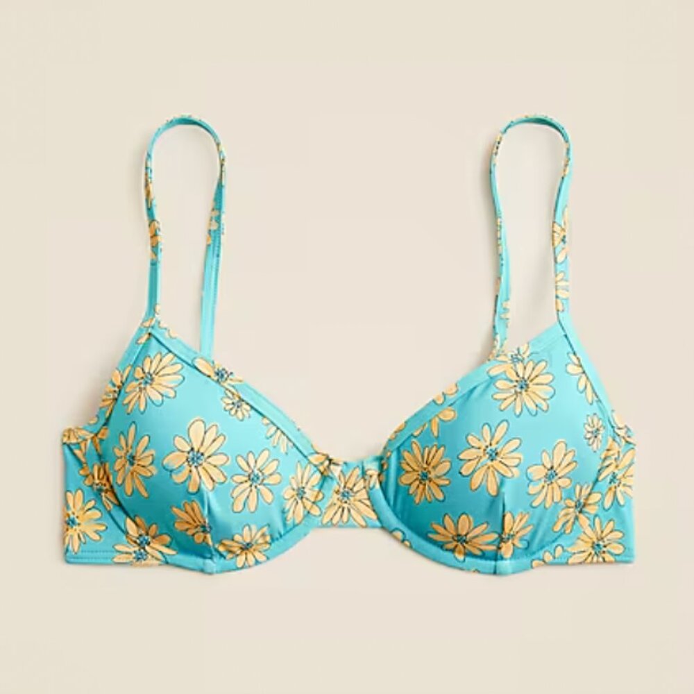 J. Crew 1993 underwire bikini top in retro daisy print 34B